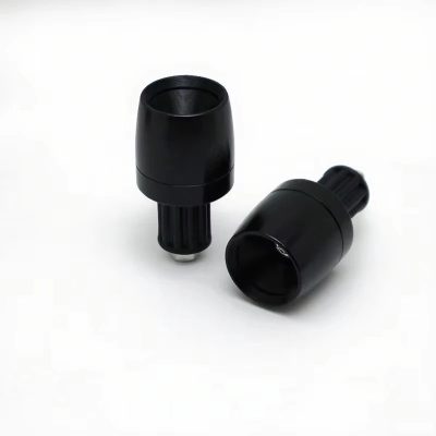 Black aluminum bar end plugs pair