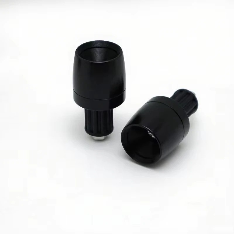 Black aluminum bar end plugs pair