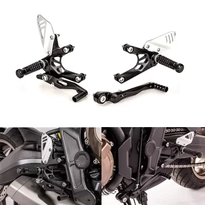 Adjustable CNC Aluminum Rearsets – Honda CB650F / CB650R 2014–2025, Black
