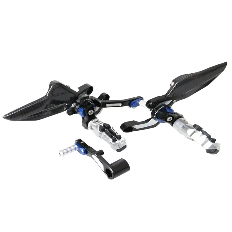 Adjustable Folding Rearsets with Carbon Heel Guards – BMW S1000XR 2019+ / M1000XR, Blue