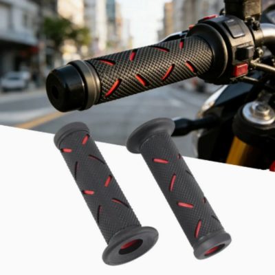 Non-Slip Rubber Grips – Black/Red, 7/8″ (22 mm) Bars (Pair)